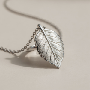 Graceful Leaf Silver Drop Necklace